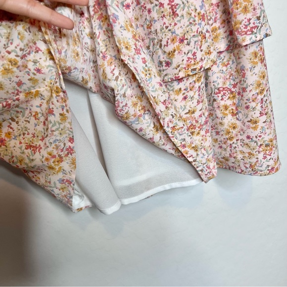 LULUS Isn't She Darling Blush Floral Print Puff Sleeve Mini Dress. Size Large - Picture 9 of 14